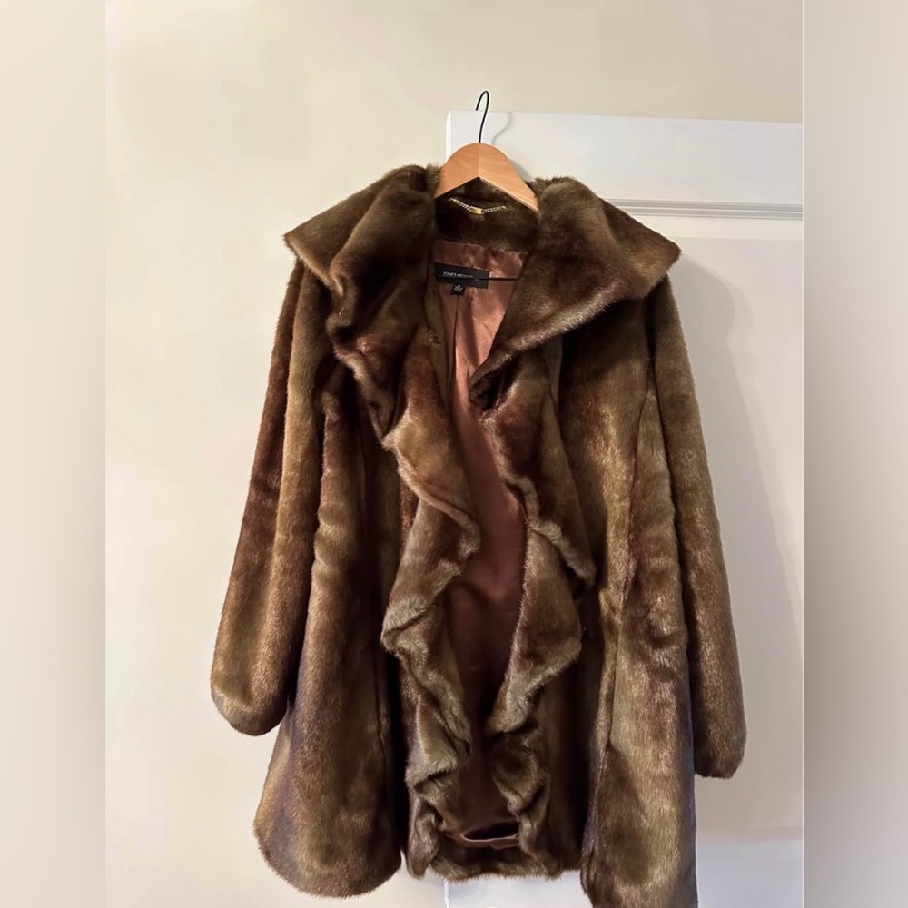 Jones New York Brown Faux Fur Jacket
